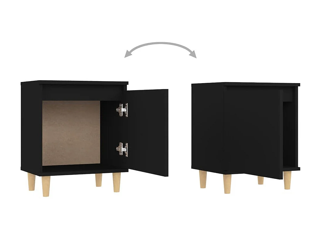 Nachtkastje met massief houten poten 40x30x50 cm zwart NL36397