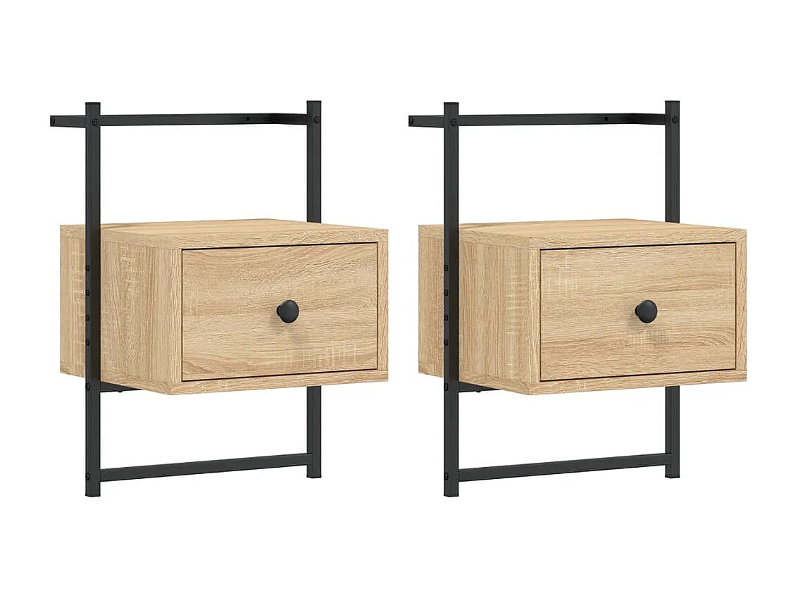 lot de 2 Tables de chevet murales chêne sonoma 35x30x51 cm QPD31997