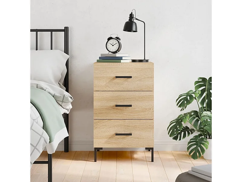 Table de chevet chêne sonoma 40x40x66 cm bois d'ingénierie QPD18175