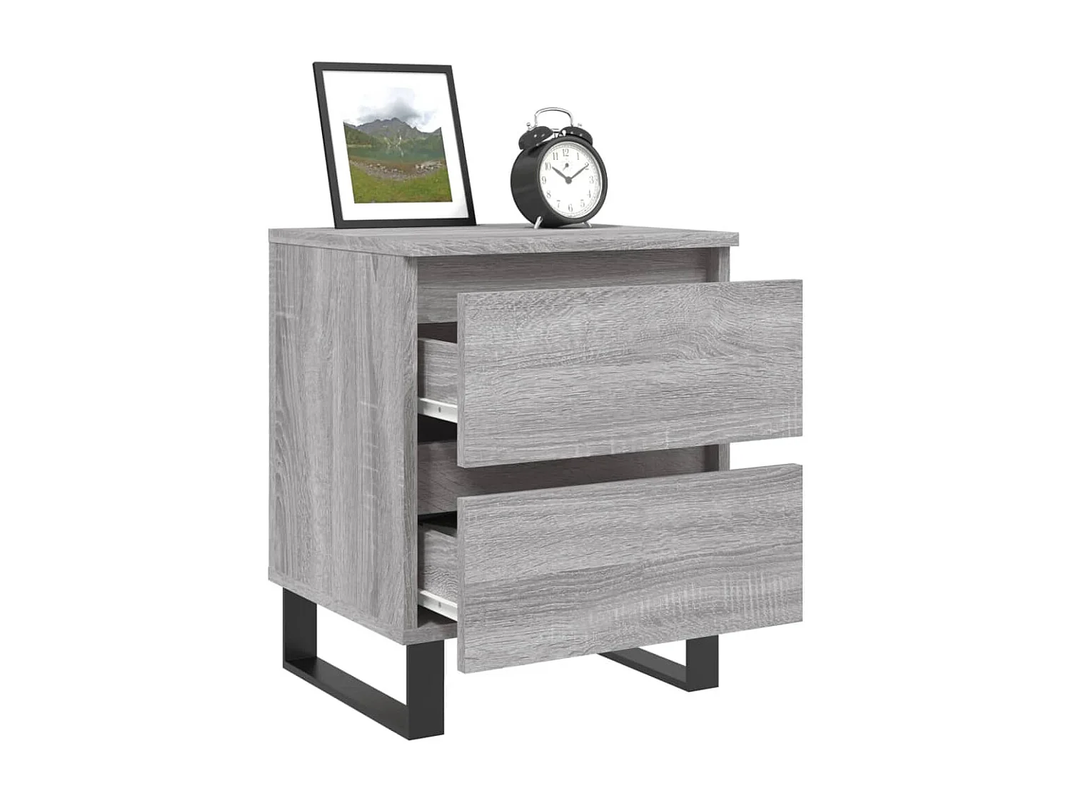 Mesita de noche madera de ingeniería gris Sonoma 40x35x50 cm ES76723