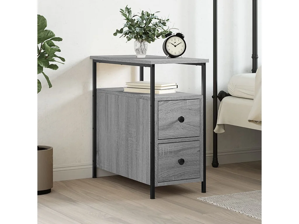 Table de chevet sonoma gris 30x60x60 cm bois d'ingénierie QPD64730