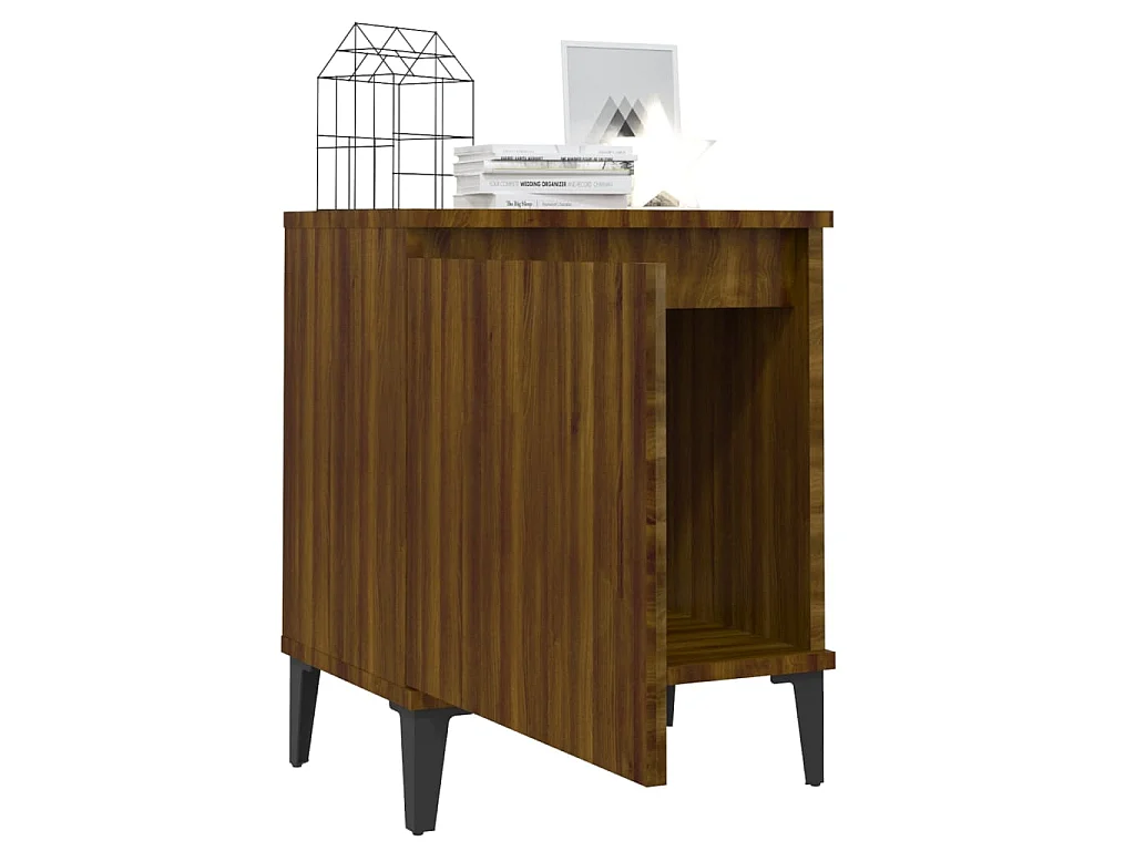 Table de chevet avec pieds en métal Chêne marron 40x30x50 cm KEFWE85762