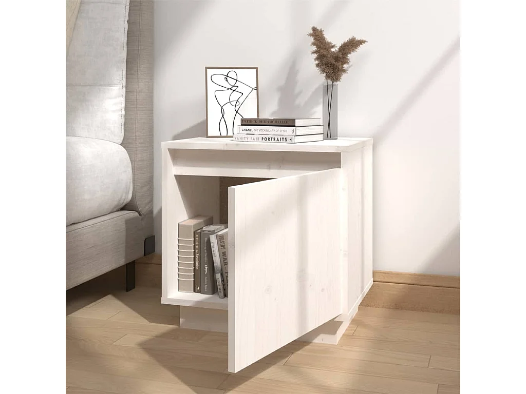 Table de chevet Blanc 40x30x40 cm Bois de pin solide KEFWE73111