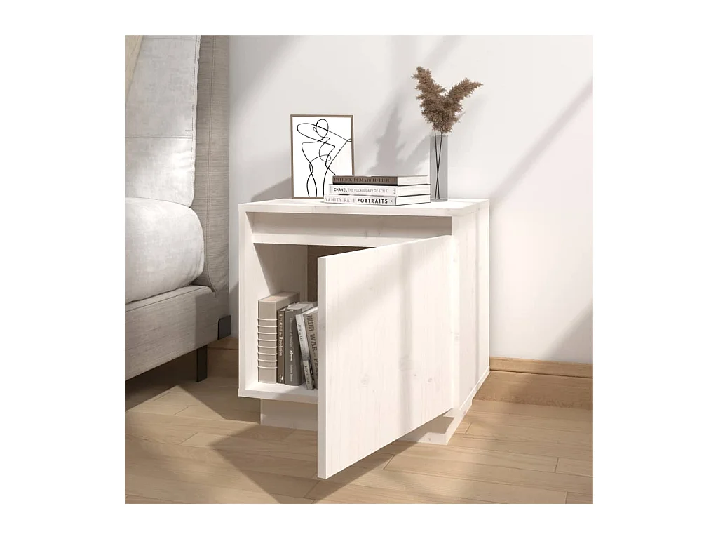 Table de chevet Blanc 40x30x40 cm Bois de pin solide KEFWE73111