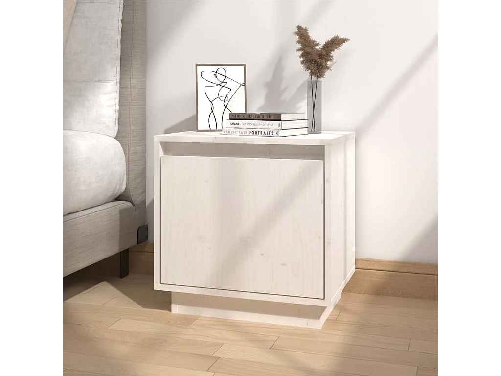 Table de chevet Blanc 40x30x40 cm Bois de pin solide KEFWE73111