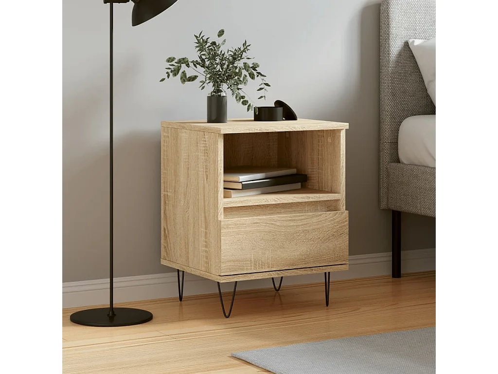 Table de chevet chêne sonoma 40x35x50 cm bois d'ingénierie QPD10119