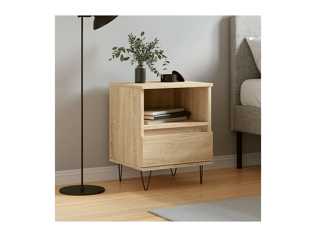 Table de chevet chêne sonoma 40x35x50 cm bois d'ingénierie QPD10119