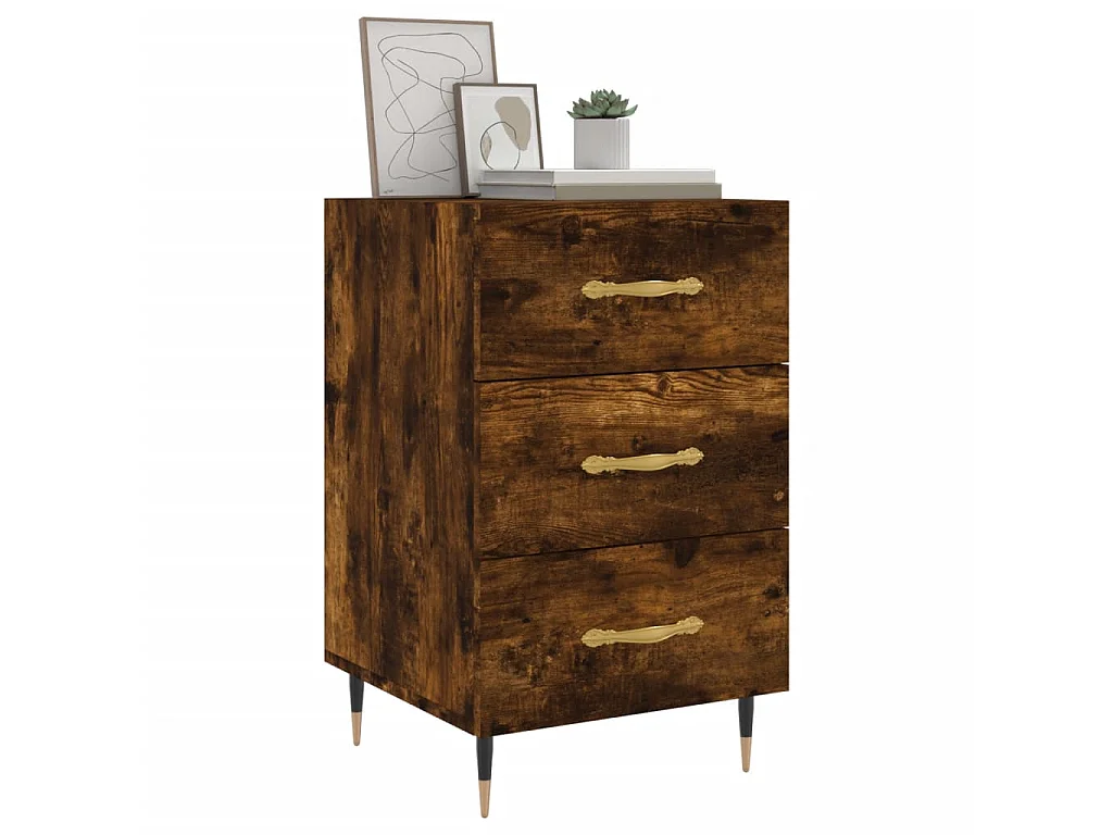 Table de chevet chêne fumé 40x40x66 cm bois d'ingénierie QPD14234