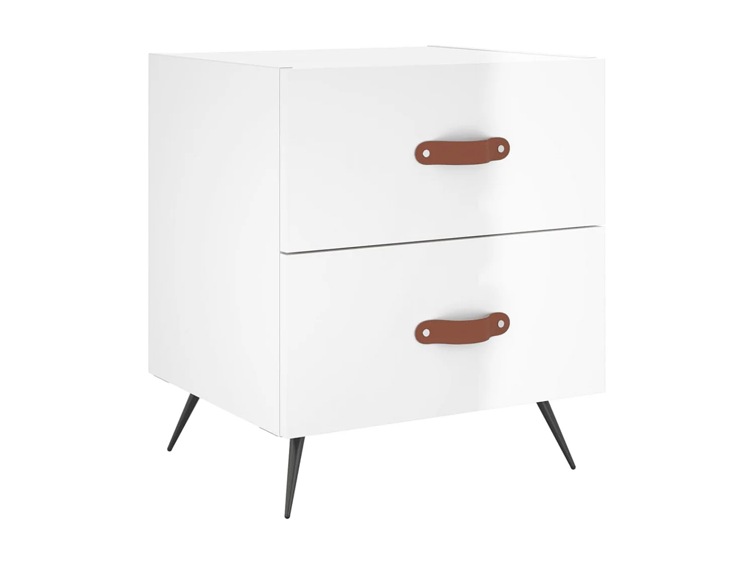 Mesita de noche madera de ingeniería blanco brillo 40x35x47,5cm ES31422