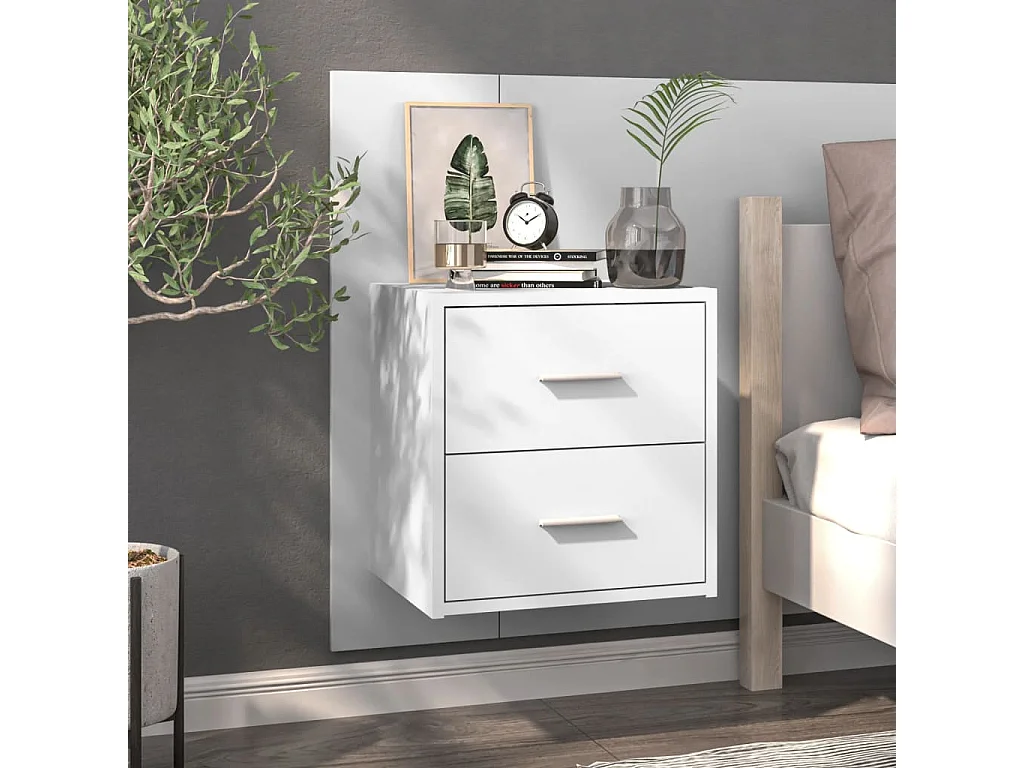 Table de chevet murale Blanc brillant KEFWE65478