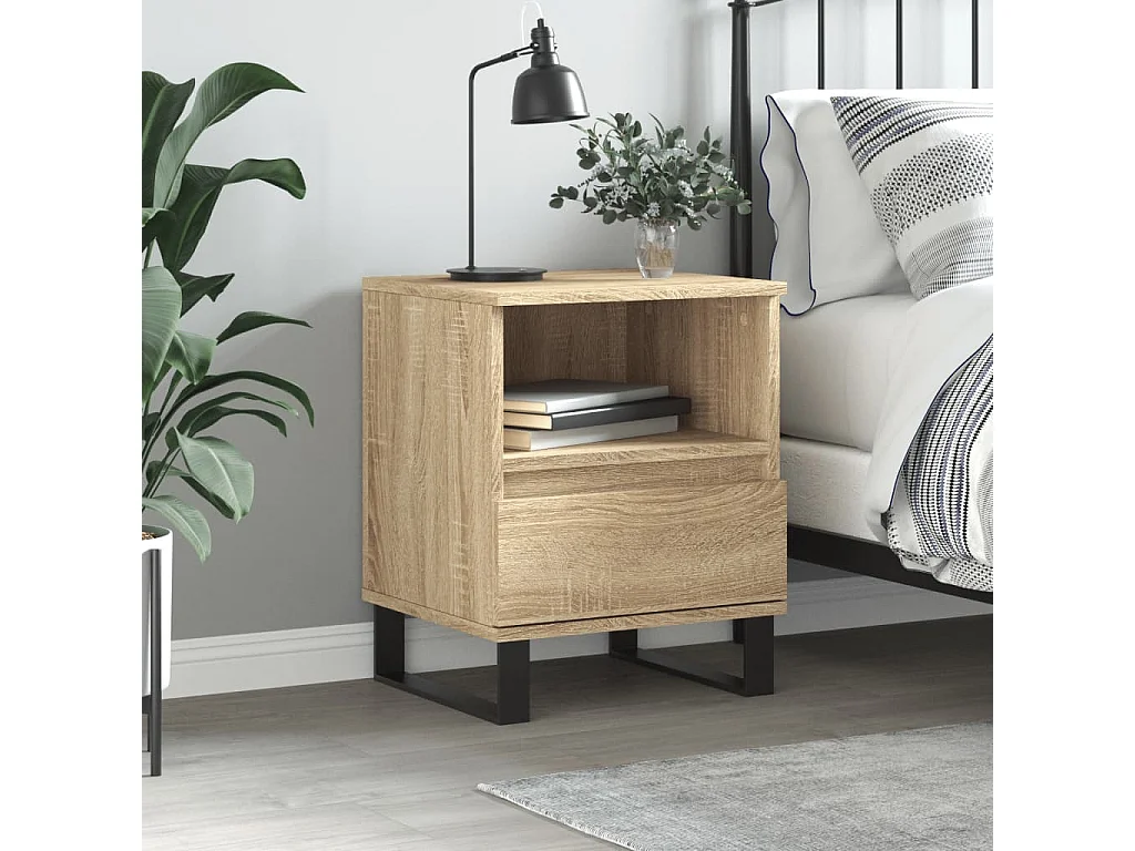 Table de chevet chêne sonoma 40x35x50 cm bois d'ingénierie QPD72237