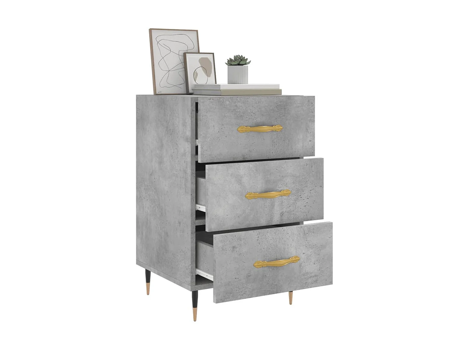 Table de chevet gris béton 40x40x66 cm bois d'ingénierie QPD12878