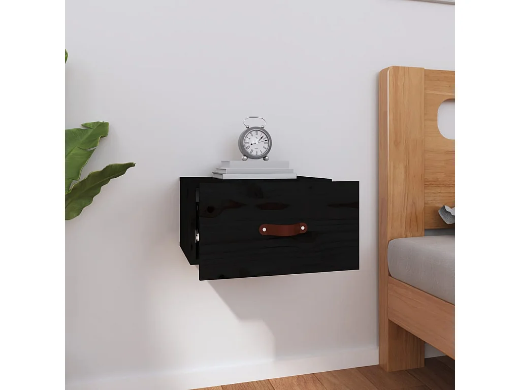 Mesa de cabeceira de parede 40x29,5x22 cm preto PT69478