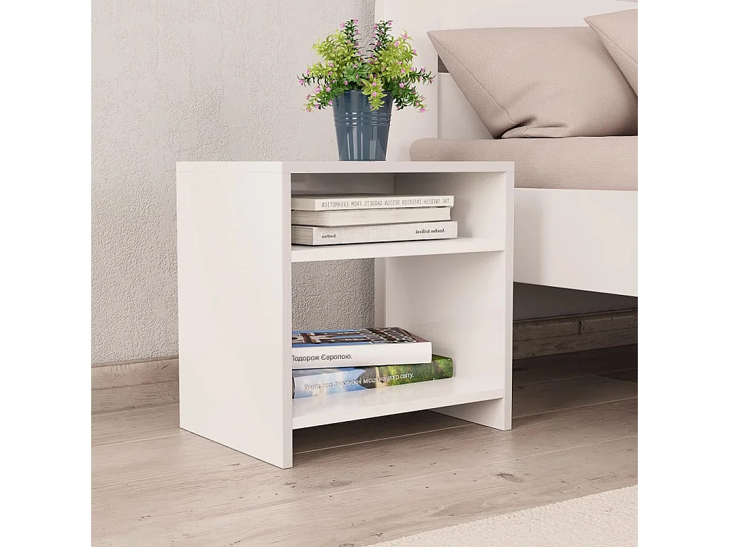 Mesita de noche madera contrachapada blanco 40x30x40 cm ES87998