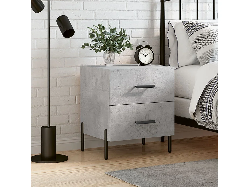 Table de chevet gris béton 40x35x47,5 cm bois d'ingénierie QPD58300