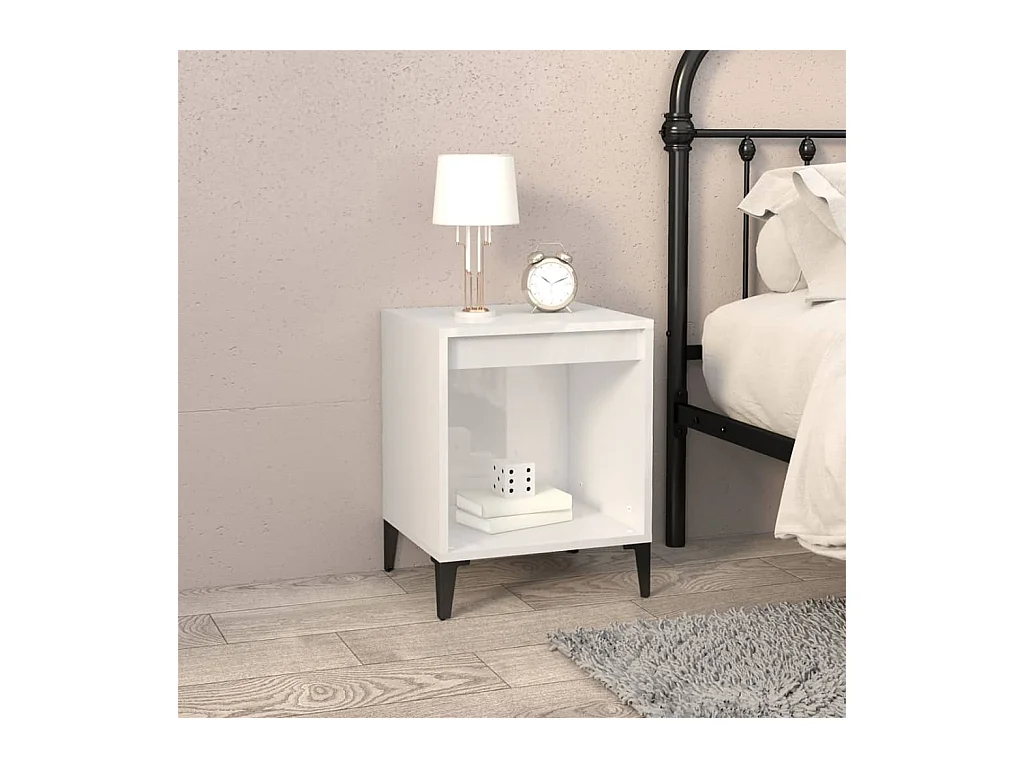 Table de chevet Blanc brillant 40x35x50 cm KEFWE40475