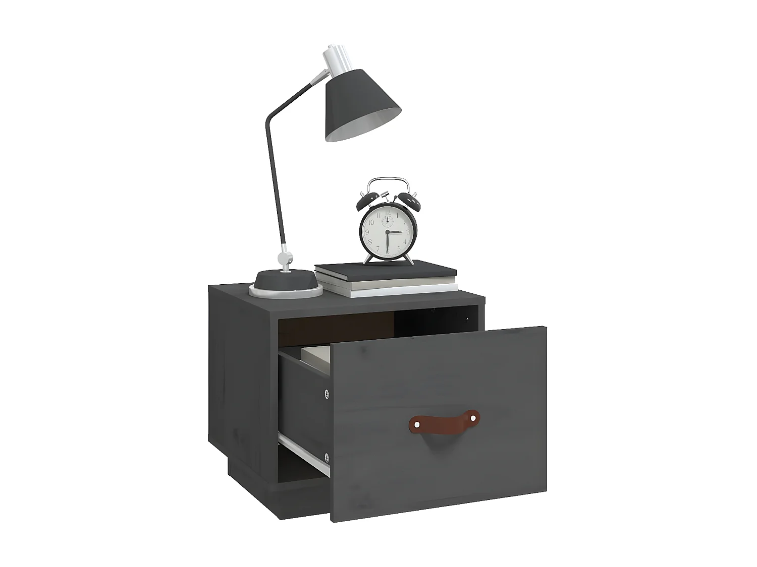 Mesa de cabeceira 40x34x45 cm madeira de pinho maciça cinza PT81535