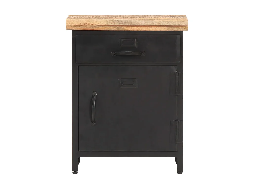 Mesita de noche de madera maciza de mango rugosa 40x30x52 cm ES78043