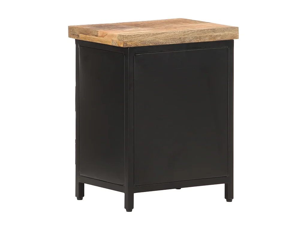Mesita de noche de madera maciza de mango rugosa 40x30x52 cm ES78043