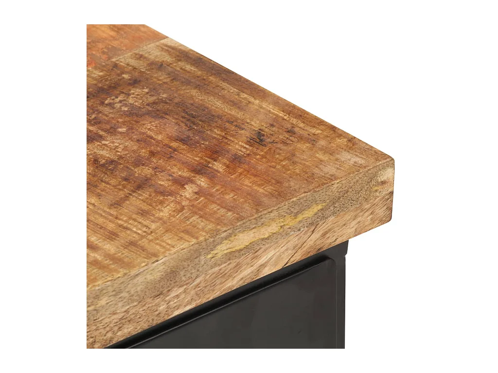 Mesita de noche de madera maciza de mango rugosa 40x30x52 cm ES78043