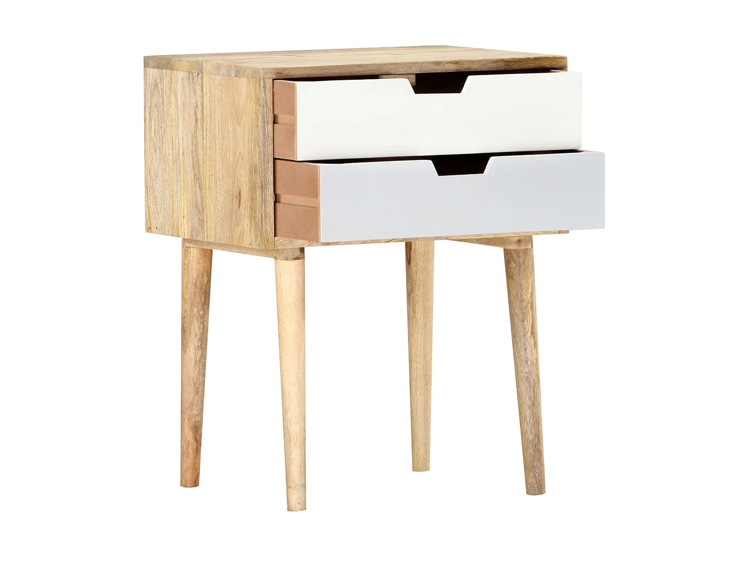 Mesita de noche de madera maciza de mango 47x35x59 cm ES23857