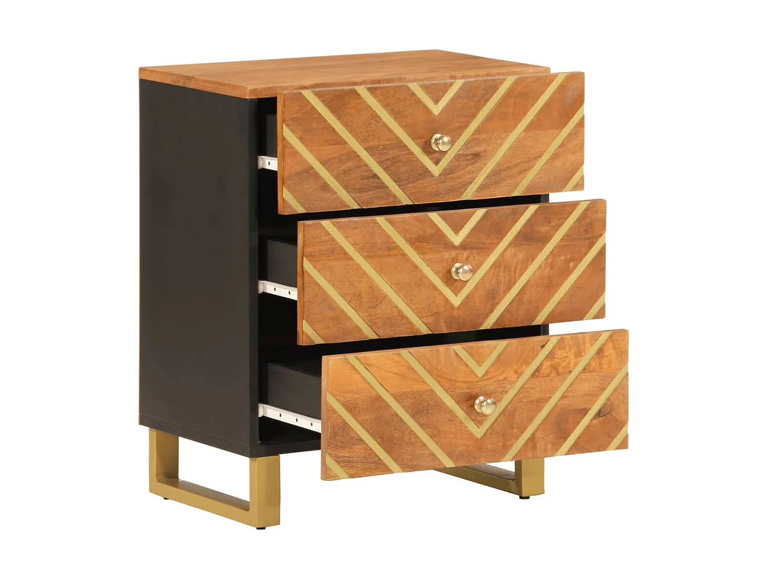 Table de chevet marron et noir 50x33x60 cm bois manguier solide QPD47682