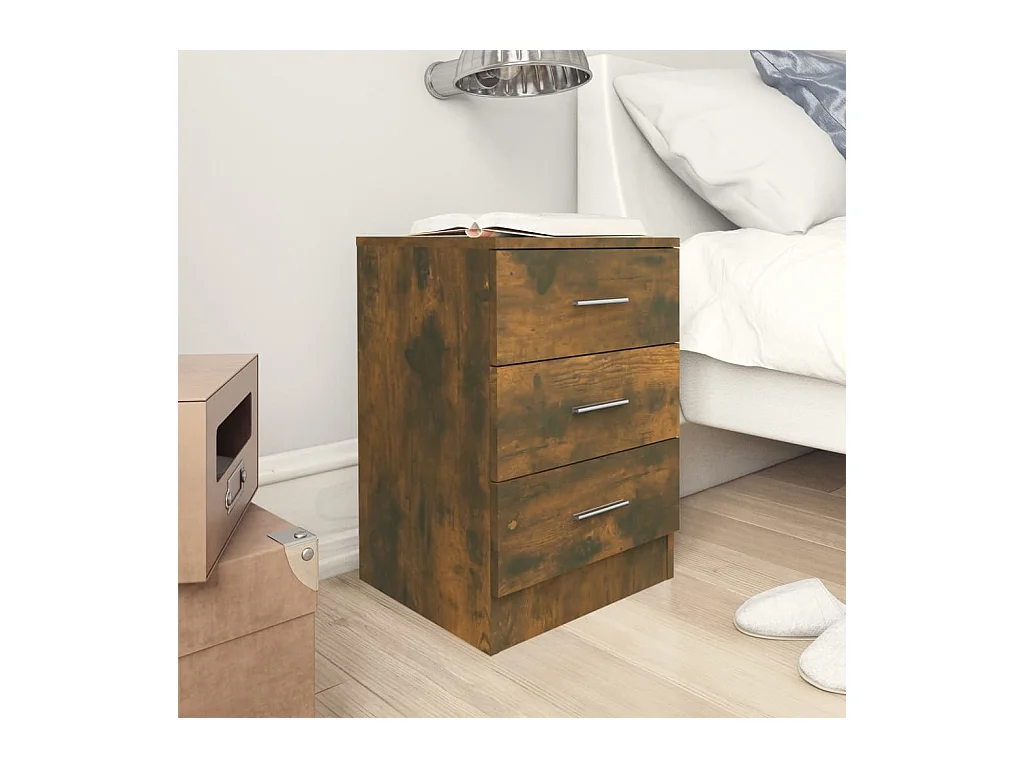 Table de chevet Chêne fumé 38x35x56 cm Bois d'ingénierie KEFWE97308