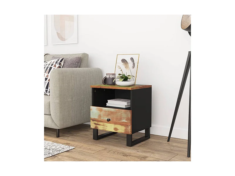 Table de chevet Bois de récupération et d'ingénierie KEFWE55802