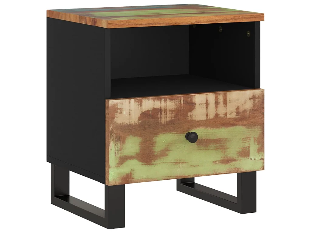 Mesita de noche madera maciza reciclada y madera contrachapada ES55430