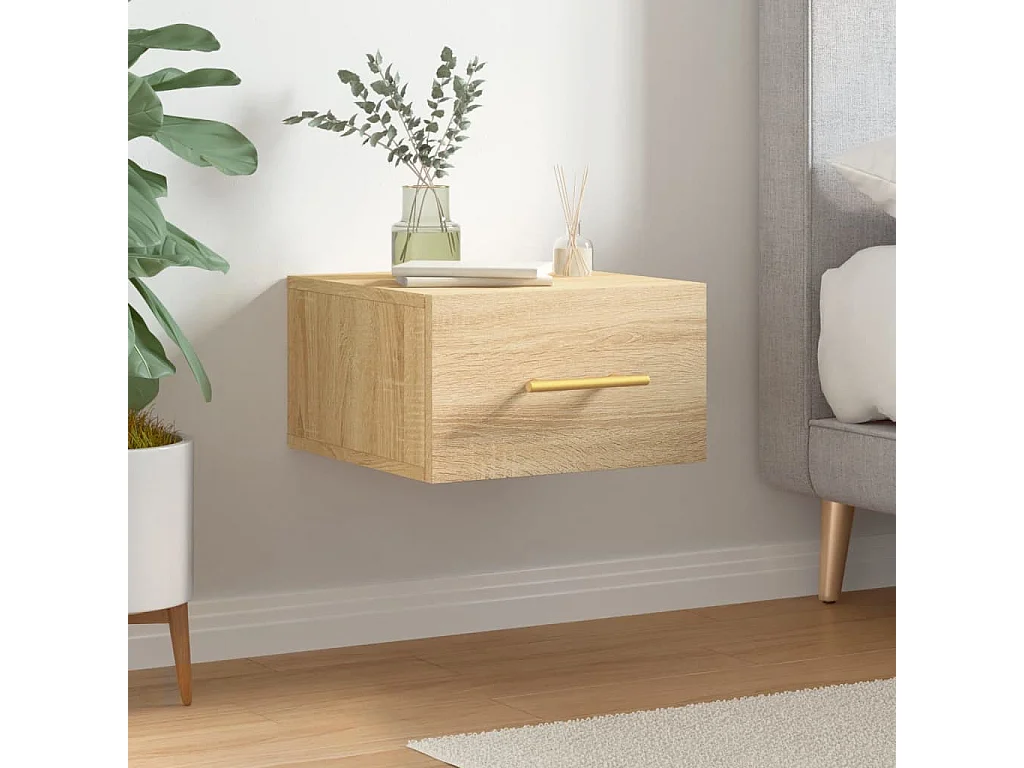 Table de chevet murale chêne sonoma 35x35x20 cm QPD31735