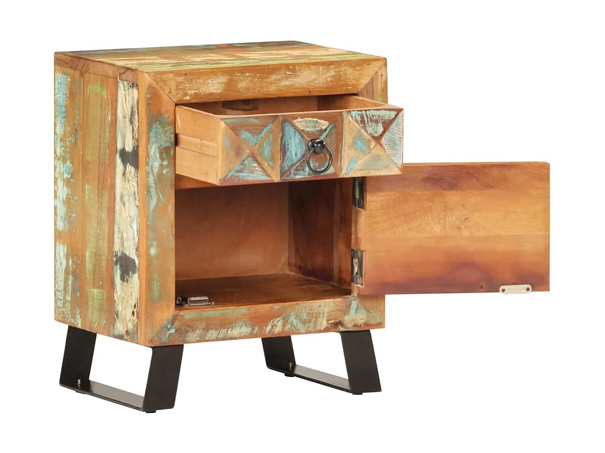 Mesita de noche de madera maciza reciclada 40x30x50 cm ES43466