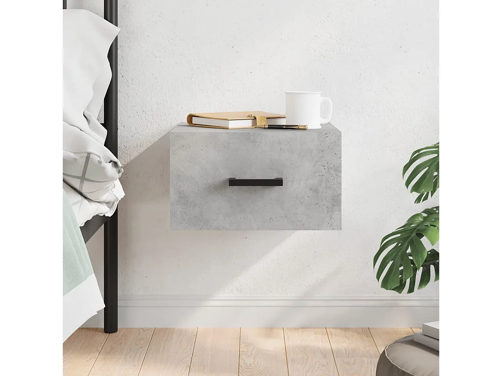 Table de chevet murale gris béton 35x35x20 cm QPD37293