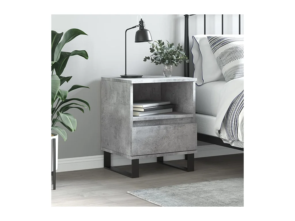 Table de chevet gris béton 40x35x50 cm bois d'ingénierie QPD56633