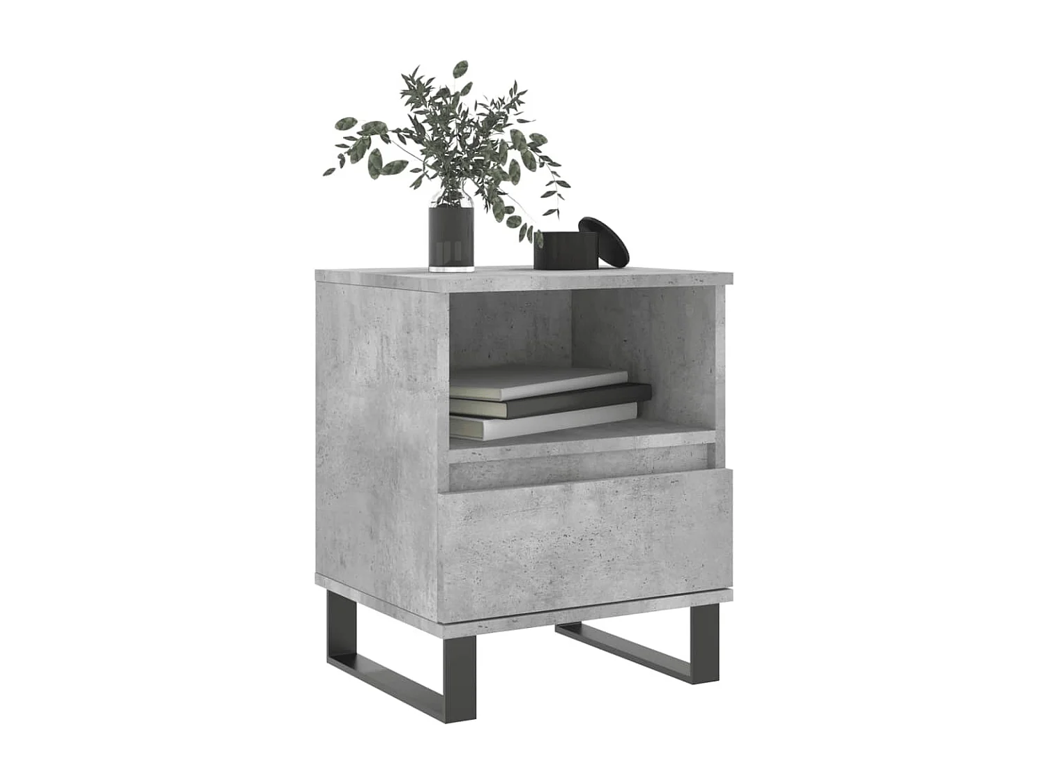 Nachtkastje 40x35x50 cm bewerkt hout betongrijs NL32075