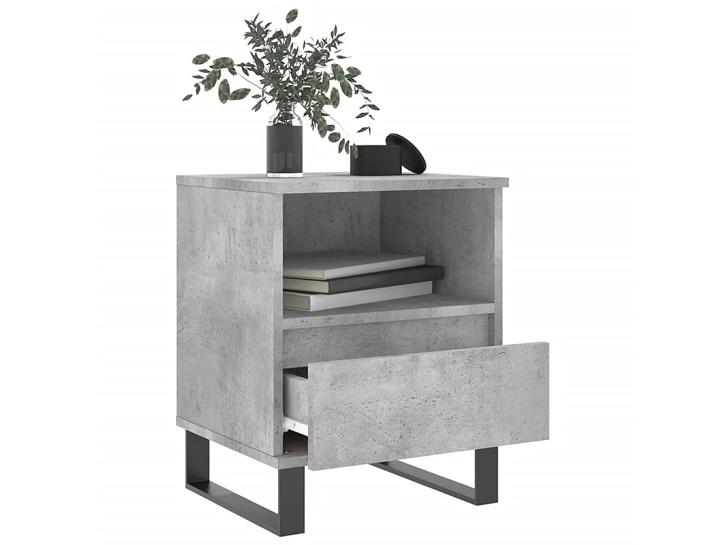 Nachtkastje 40x35x50 cm bewerkt hout betongrijs NL32075