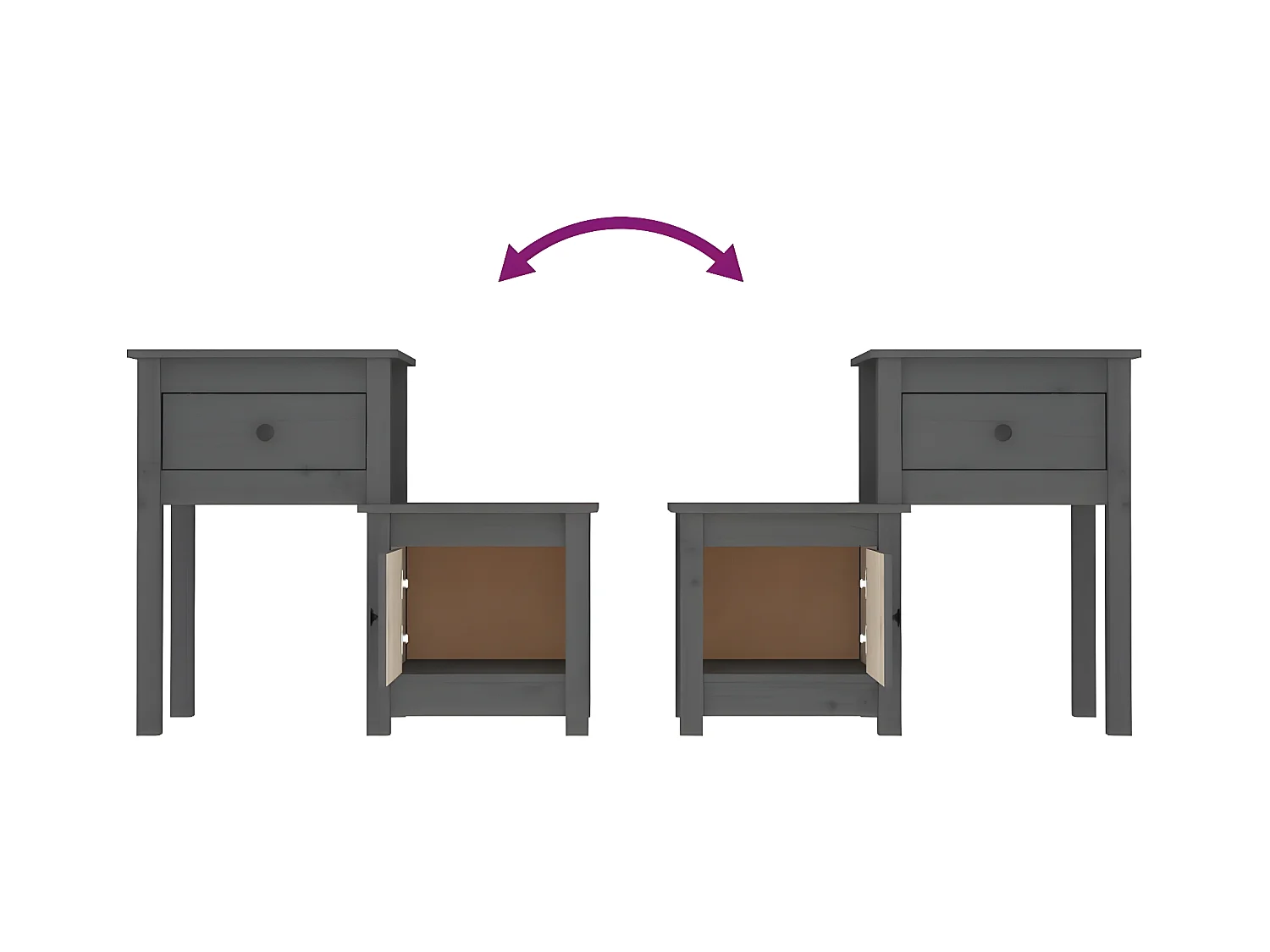 Table de chevet Gris 79,5x38x65,5 cm Bois de pin massif KEFWE47218