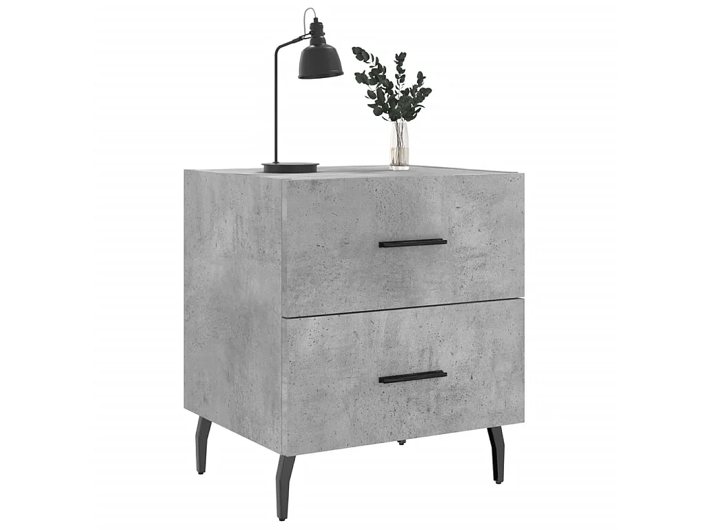 Mesita de noche madera ingeniería gris hormigón 40x35x47,5 cm ES51217