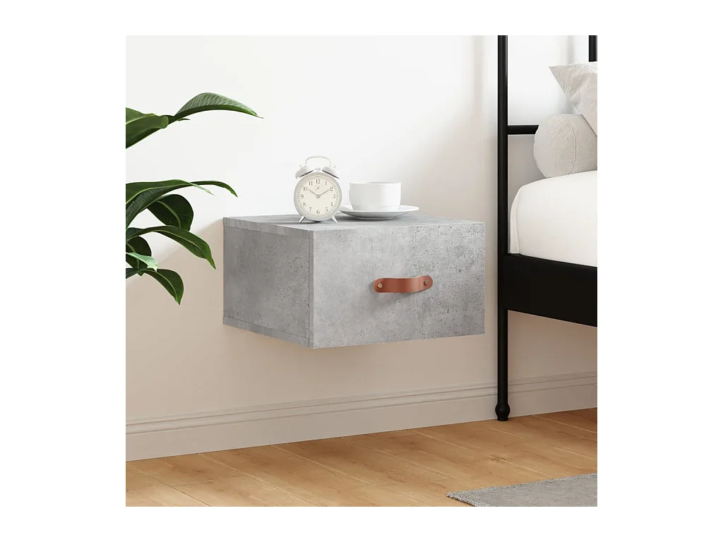 Table de chevet murale gris béton 35x35x20 cm QPD62817