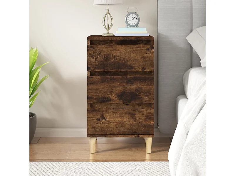 Table de chevet chêne fumé 40x35x70 cm bois d'ingénierie KEFWE24629