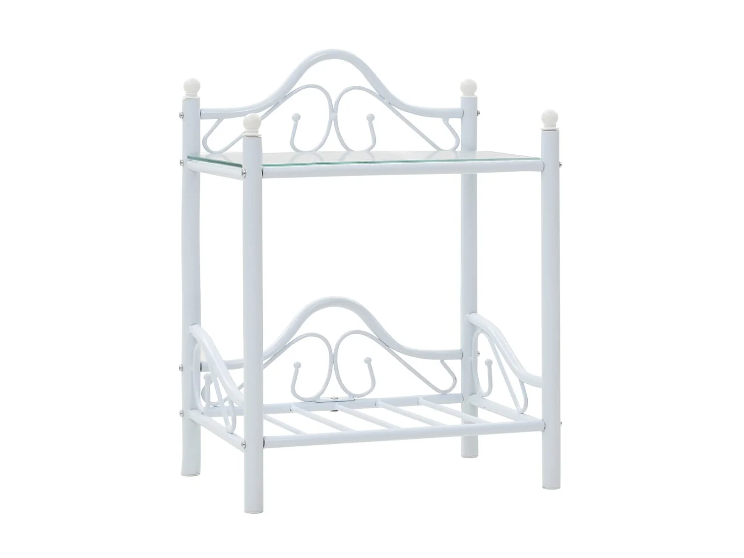 Table de chevet Acier et verre trempé 45 x 30,5 x 60 cm Blanc KEFWE34486