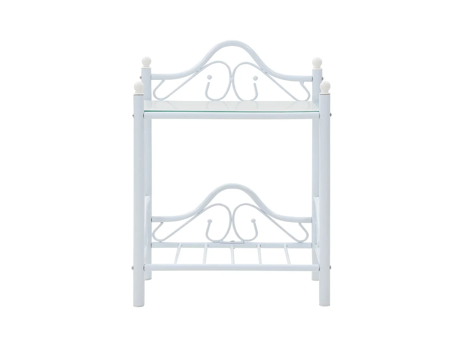 Table de chevet Acier et verre trempé 45 x 30,5 x 60 cm Blanc KEFWE34486