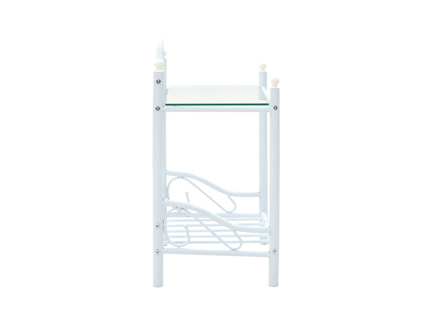 Mesita de noche de acero y vidrio templado 45x30,5x60 cm blanco ES64062