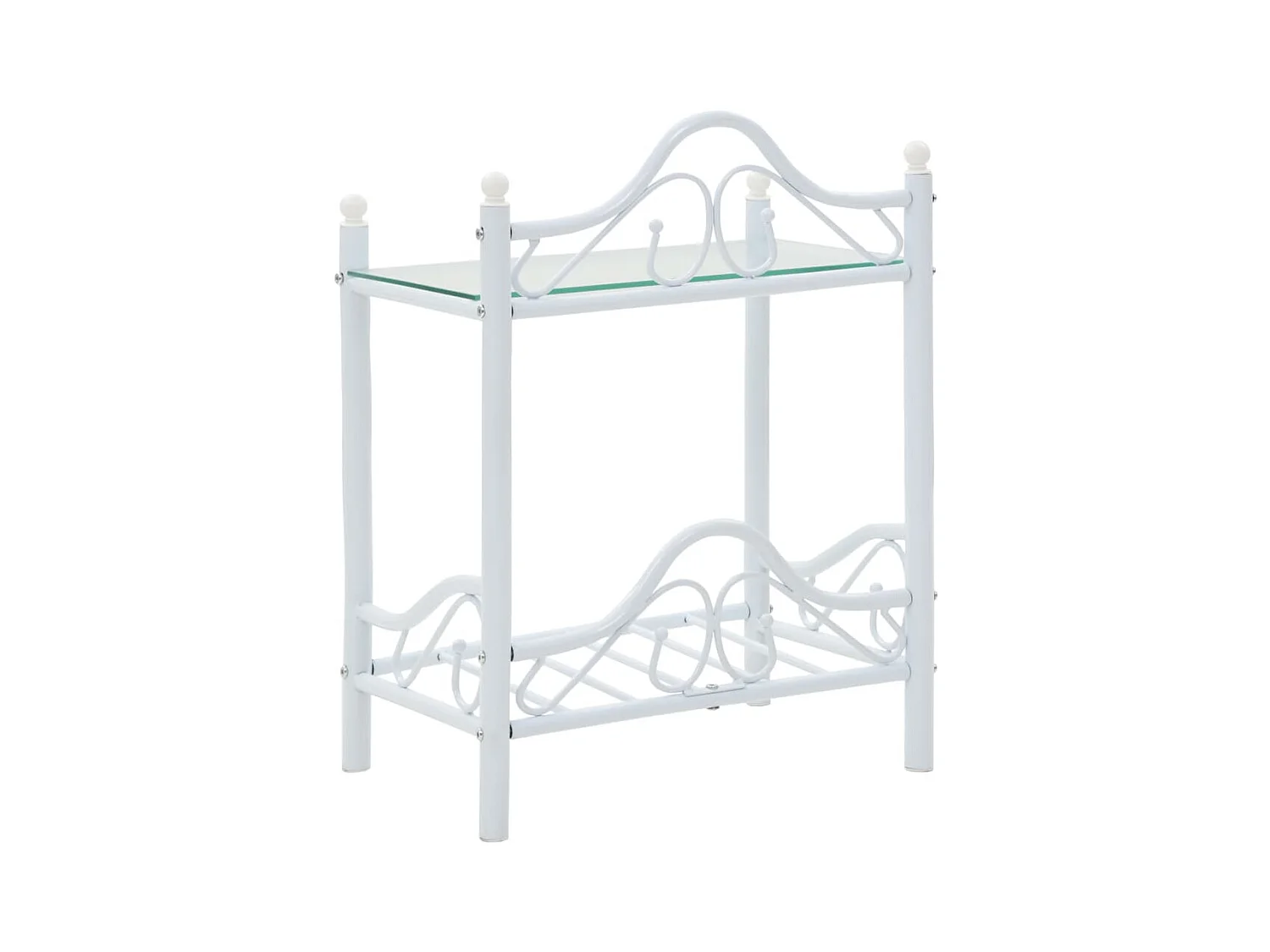 Mesita de noche de acero y vidrio templado 45x30,5x60 cm blanco ES64062