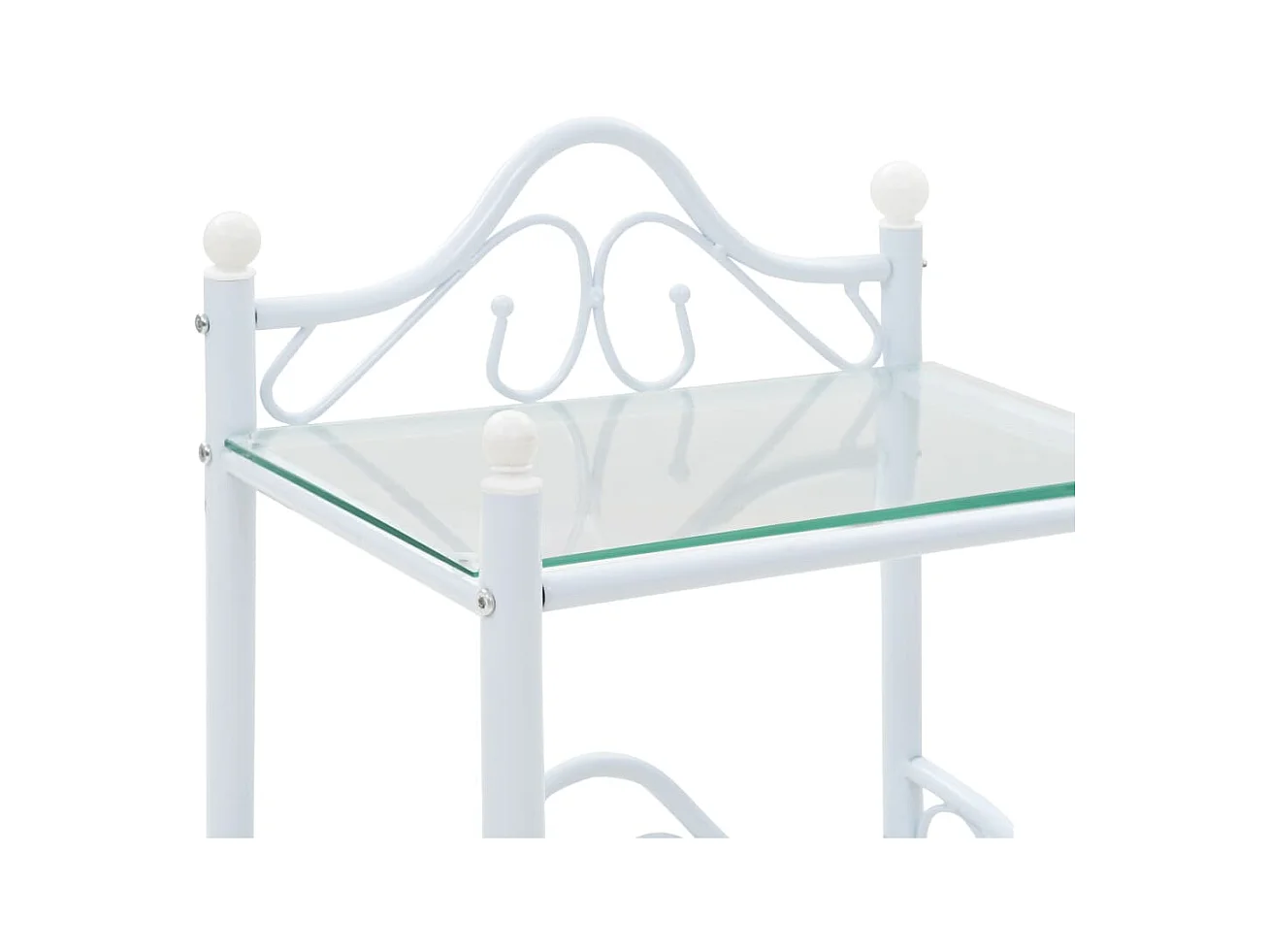 Mesita de noche de acero y vidrio templado 45x30,5x60 cm blanco ES64062