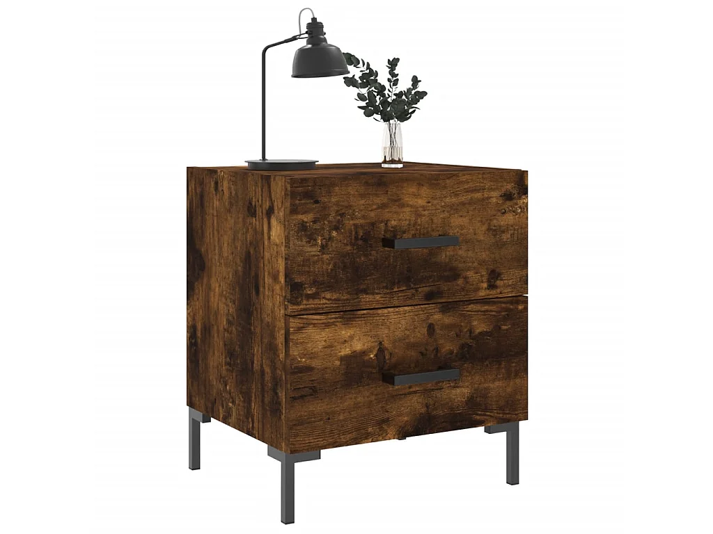 Table de chevet chêne fumé 40x35x47,5 cm bois d'ingénierie QPD25679