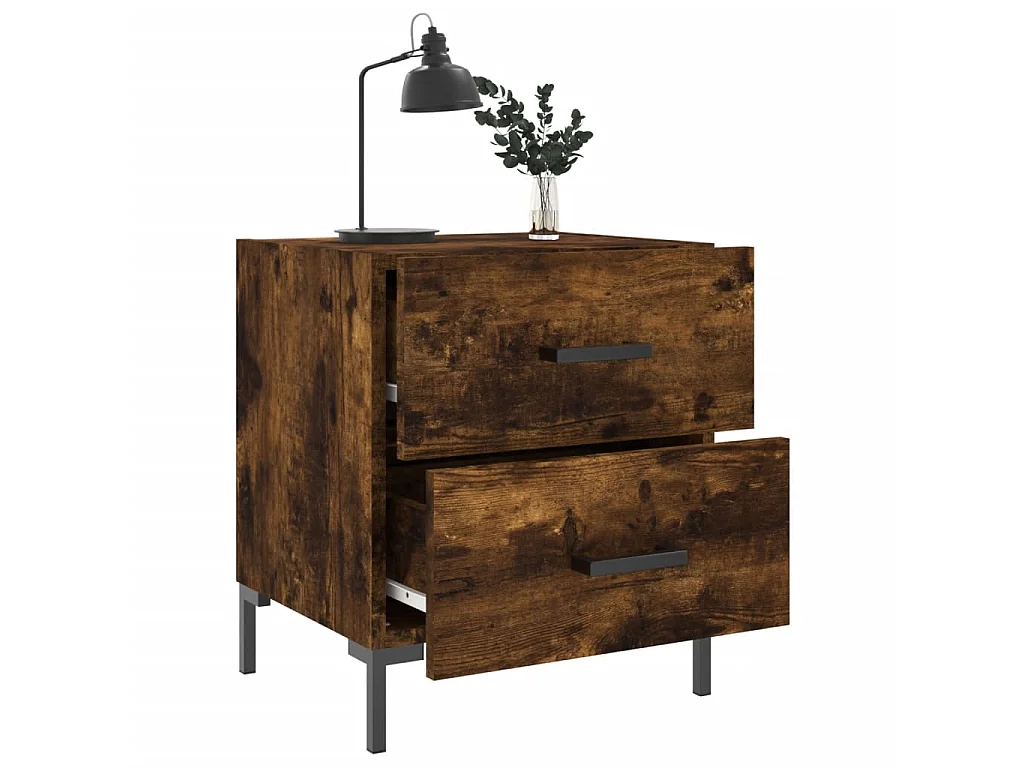 Table de chevet chêne fumé 40x35x47,5 cm bois d'ingénierie QPD25679