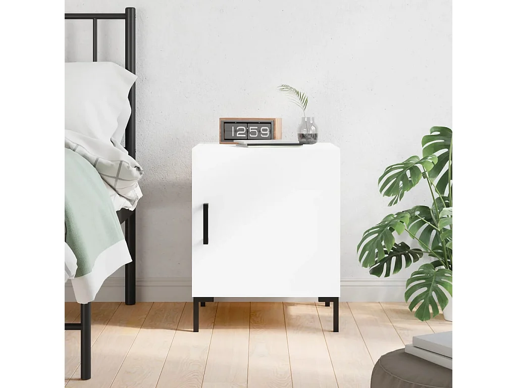 Table de chevet blanc 40x40x50 cm bois d'ingénierie QPD61879