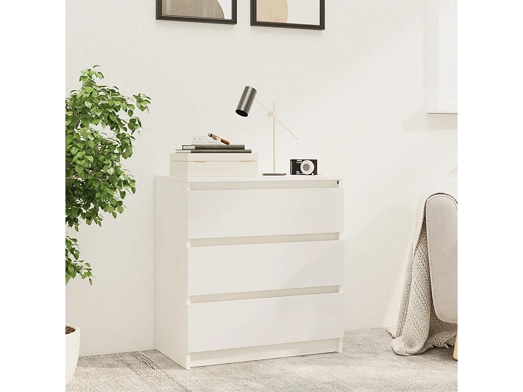 Table de chevet Blanc 60x36x64 cm Bois de pin massif KEFWE51001