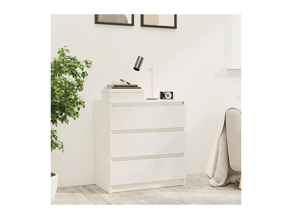 Table de chevet Blanc 60x36x64 cm Bois de pin massif KEFWE51001