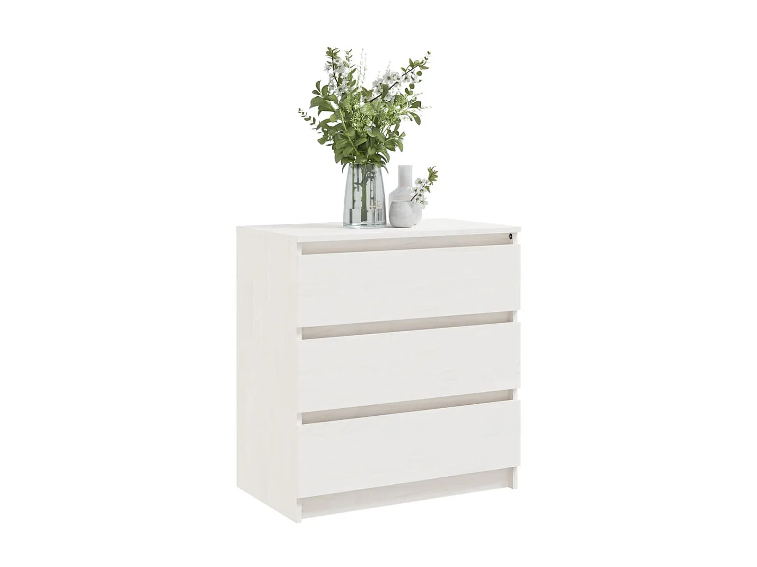 Mesita de noche madera maciza de mango blanco 60x36x64 cm ES59387